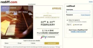 Rediff Login Banner